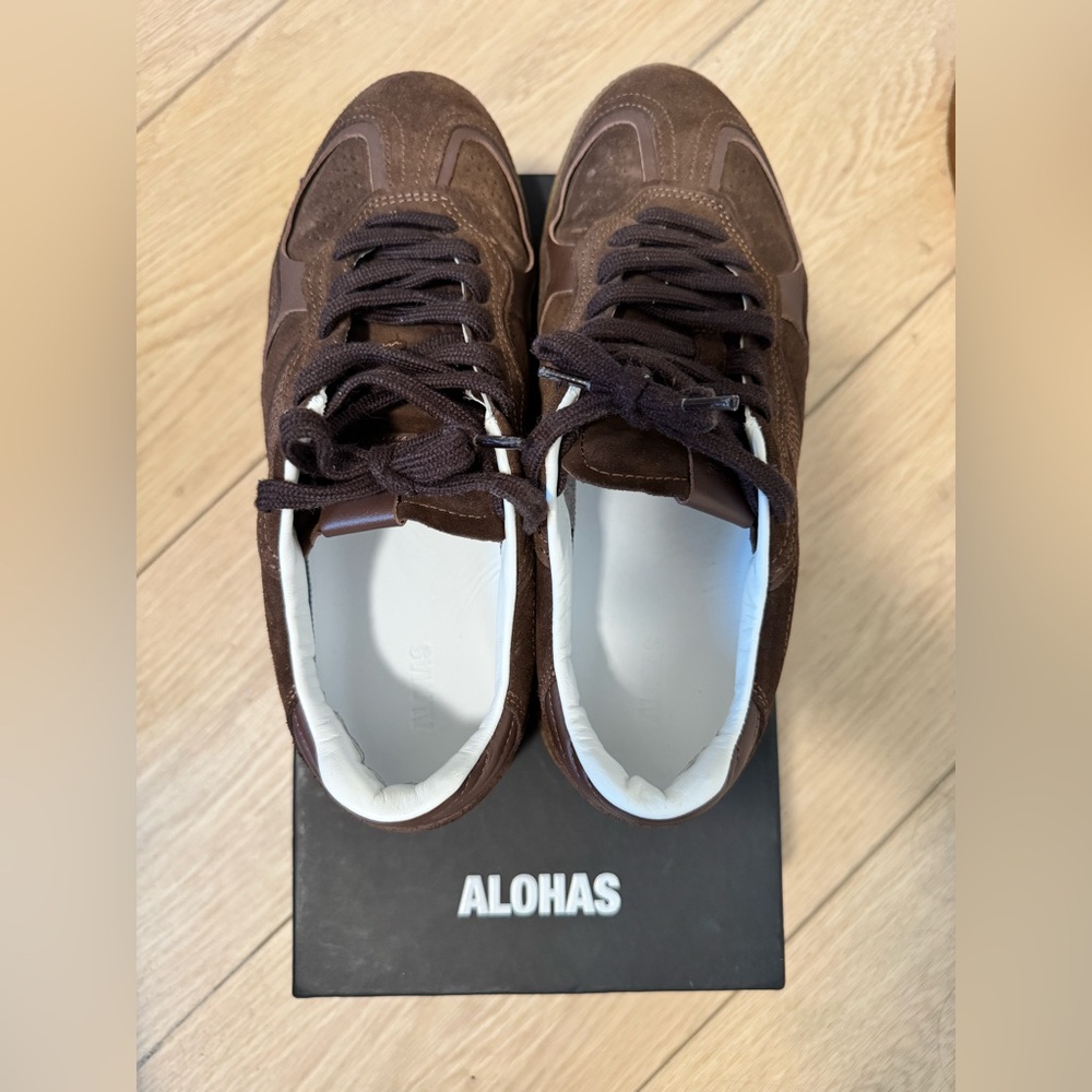 Alohas Rife Chocolate Brown Suede Leather Sneakers - Picture 4 of 6